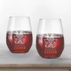 Best Hoppy Easter Stemless Wine Glasses, Set of 2 Easter Decorations