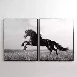 Kirklands Home Canvas Art|Horse Diptych Framed Canvas Art Prints, Set of 2