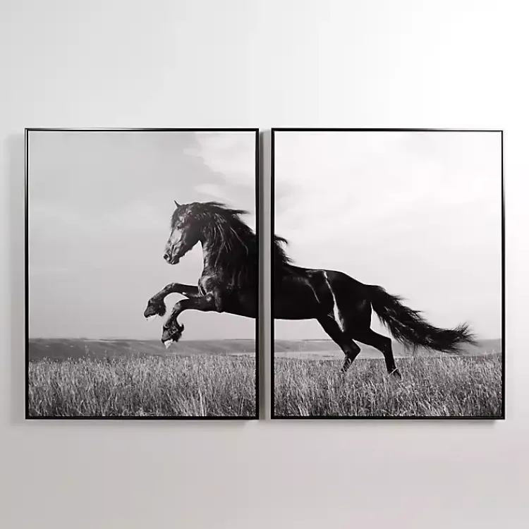 Kirklands Home Canvas Art|Horse Diptych Framed Canvas Art Prints, Set of 2