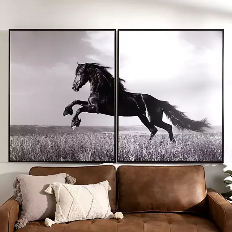 Kirklands Home Canvas Art|Horse Diptych Framed Canvas Art Prints, Set of 2