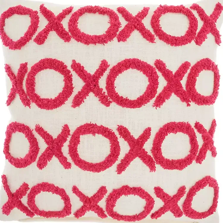 Online Hot Pink Tufted XOXO Pillow Valentines Day Decorations