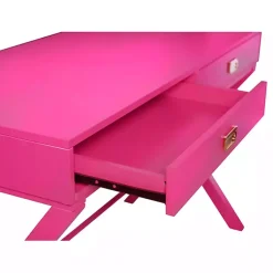 Kirklands Home Office Furniture|Hot Wood 2-Drawer Peggy Desk Pink