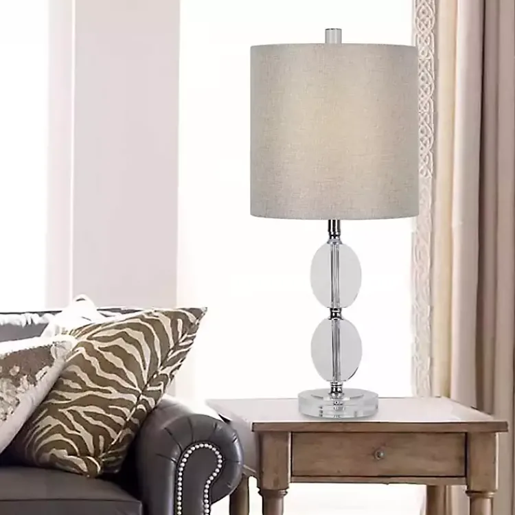 Kirklands Home Table Lamps|Hourglass Crystal and Silver Metal Table Lamp