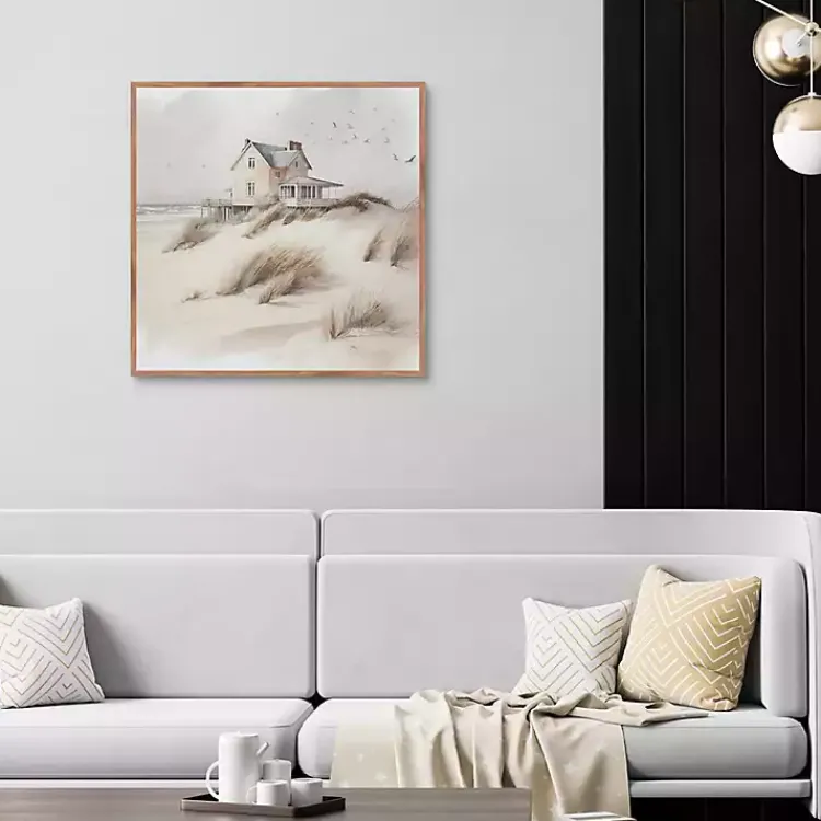 Kirklands Home Canvas Art|House on the Dunes Framed Canvas Art Print Tan