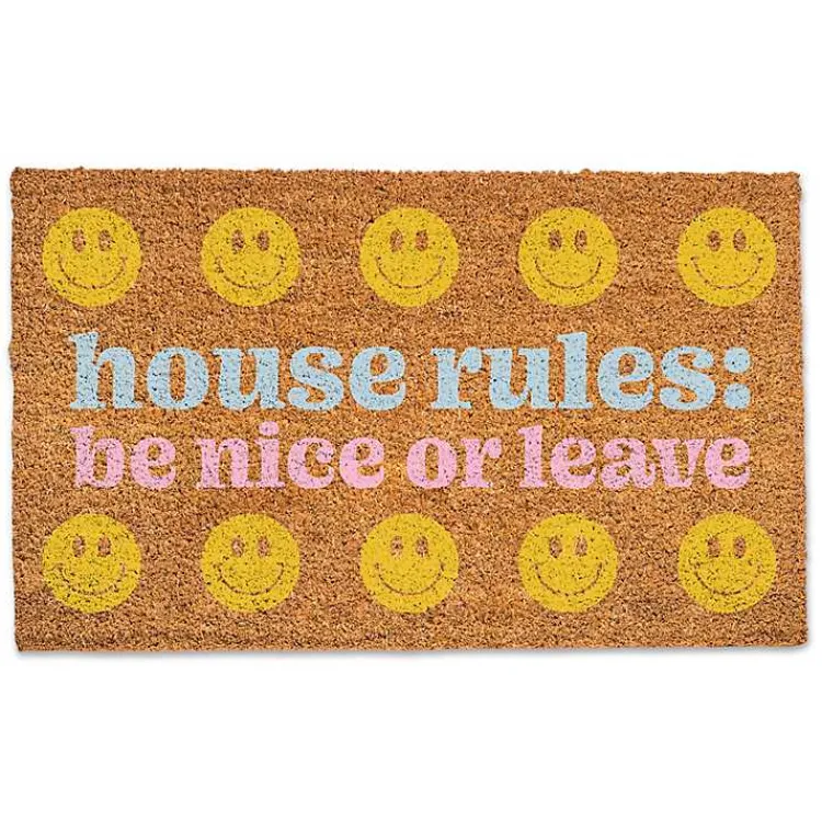 Kirklands Home Doormats|House Rules: Be Nice or Leave Coir Doormat