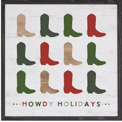 Hot Howdy Holidays Boots Wall Plaque Christmas Art & Wall Decor