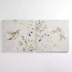 Kirklands Home Canvas Art|Hummingbirds in Leaves Canvas Art Prints, Set of 2 White
