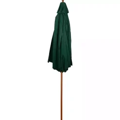 Kirklands Home Outdoor Accent Furniture|Hunter 8 ft. Wooden Pulley Umbrella Green