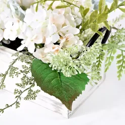 Hydrangea Arrangement in White Planter Arrangements & Greenery