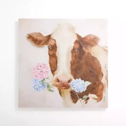 Kirklands Home Canvas Art|Hydrangea Cow Canvas Art Print