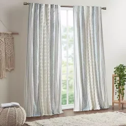 Kirklands Home Curtains & Drapes|Imani Chenille Stripe Curtain Panel, 95 in. Blue