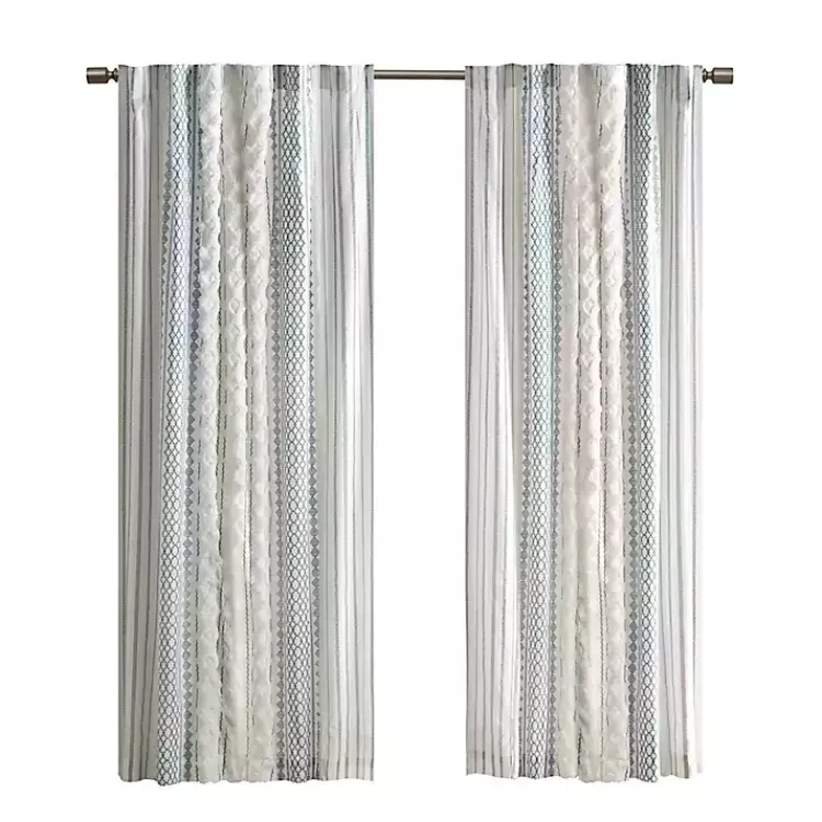 Kirklands Home Curtains & Drapes|Imani Chenille Stripe Curtain Panel, 95 in. Blue