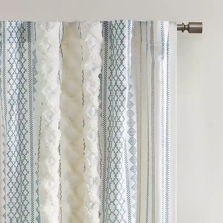 Kirklands Home Curtains & Drapes|Imani Chenille Stripe Curtain Panel, 95 in. Blue