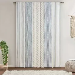 Kirklands Home Curtains & Drapes|Imani Chenille Stripe Curtain Panel, 95 in. Blue