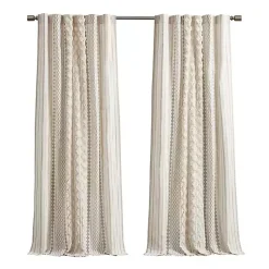Kirklands Home Curtains & Drapes|Imani Cream Chenille Stripe Curtain Panel, 95 in. Ivory