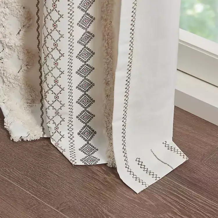 Kirklands Home Curtains & Drapes|Imani Cream Chenille Stripe Curtain Panel, 95 in. Ivory