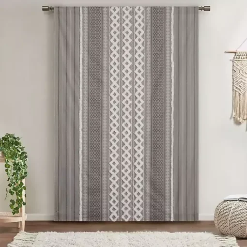 Kirklands Home Curtains & Drapes|Imani Chenille Stripe Curtain Panel, 84 in. Gray