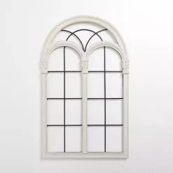 Kirklands Home Wall Plaques|Imogen White Arched Windowpane Wall Plaque