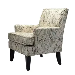 Kirklands Home Accent Chairs|Indigo and Yellow Floral Upholstered Accent Chair