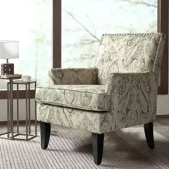 Kirklands Home Accent Chairs|Indigo and Yellow Floral Upholstered Accent Chair