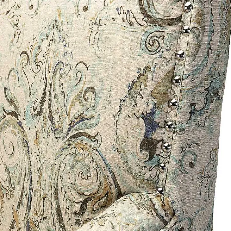 Kirklands Home Accent Chairs|Indigo and Yellow Floral Upholstered Accent Chair