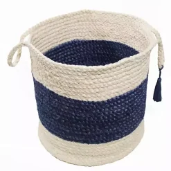 Discount Indigo Bold Striped Jute Basket, 19 in. Baskets & Boxes