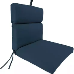 Kirklands Home Outdoor Cushions & Pillows|Indigo Canvas French Edge Outdoor Chair Cushion Blue