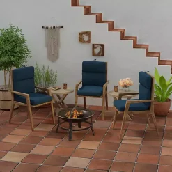 Kirklands Home Outdoor Cushions & Pillows|Indigo Canvas French Edge Outdoor Chair Cushion Blue