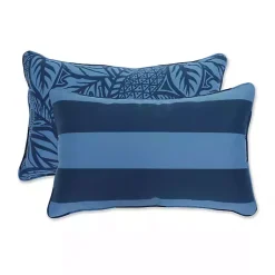 Kirklands Home Outdoor Cushions & Pillows|Indigo Island Reversible Outdoor Lumbar Pillow Blue