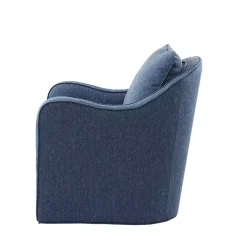 Kirklands Home Accent Chairs|Indigo Swivel Upholstered Wide Seat Accent Chair Blue