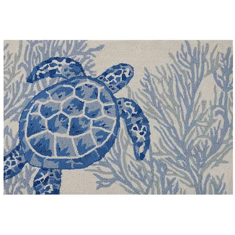 Kirklands Home Accent Rugs|Indigo Turtle Hooked Wool Accent Rug