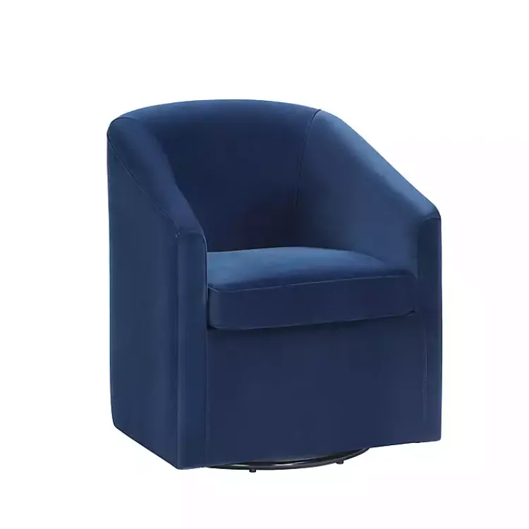 Kirklands Home Accent Chairs|Indigo Velvet Swivel Barrel Accent Chair Blue