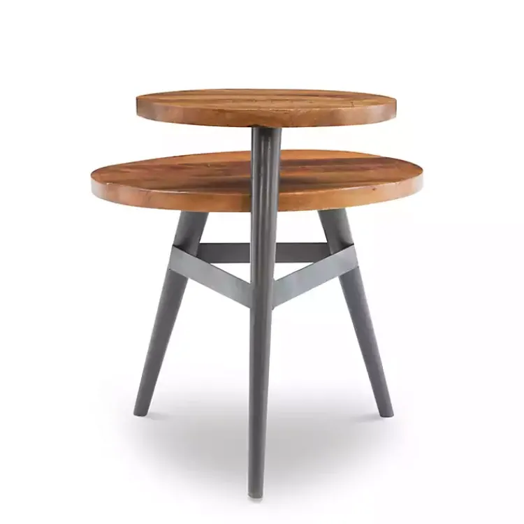 Kirklands Home Accent & End Tables|Industrial Two-Tiered Gunmetal Accent Table Brown