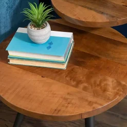 Kirklands Home Accent & End Tables|Industrial Two-Tiered Gunmetal Accent Table Brown