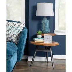 Kirklands Home Accent & End Tables|Industrial Two-Tiered Gunmetal Accent Table Brown