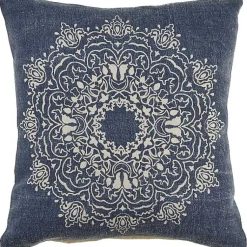 Intricate Medallion Navy and Cream Pillow Pillows