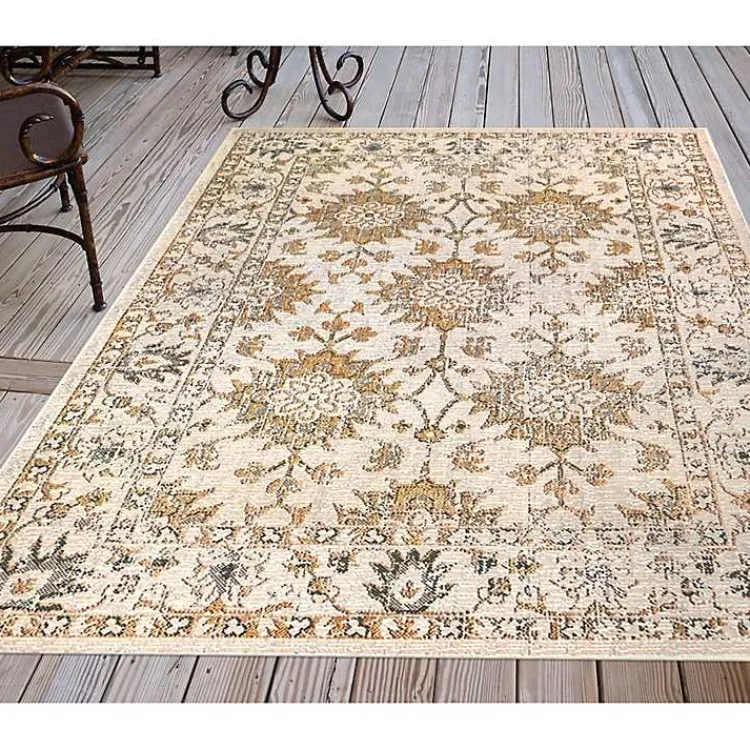 Kirklands Home Outdoor Rugs|Irene Yellow Daffodil Outdoor Area Rug, 4x7
