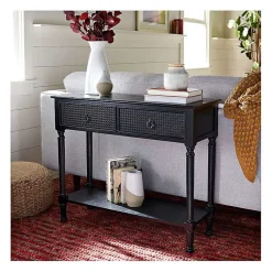 Kirklands Home Console Tables|Irma Textured Drawers Console Table Black