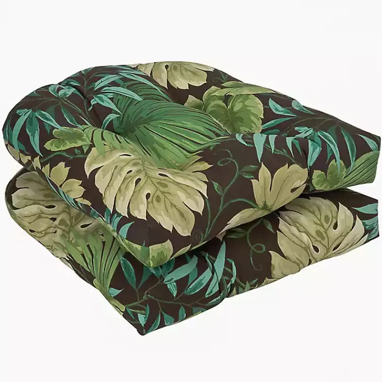 Kirklands Home Outdoor Cushions & Pillows|Island Leaves Outdoor Seat Cushions, Set of 2