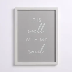 Kirklands Home Wall Quotes & Signs|It Is Well With My Soul Framed Wall Plaque Gray