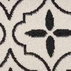 Kirklands Home Outdoor Rugs|Ivory & Black Quatrefoil Indoor/Outdoor Runner