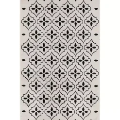 Kirklands Home Area Rugs|Ivory & Black Quatrefoil Indoor/Outdoor Rug, 4x6