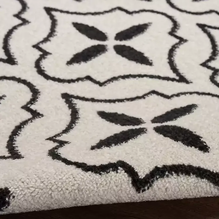 Kirklands Home Area Rugs|Ivory & Black Quatrefoil Indoor/Outdoor Rug, 4x6