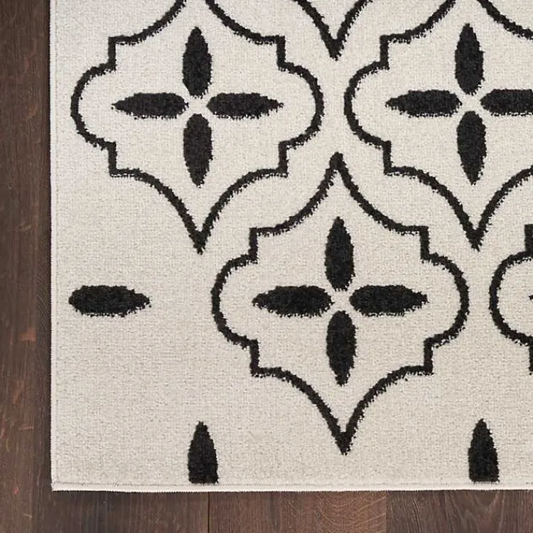 Kirklands Home Area Rugs|Ivory & Black Quatrefoil Indoor/Outdoor Rug, 4x6