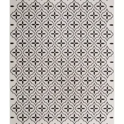Kirklands Home Outdoor Rugs|Ivory & Black Quatrefoil Indoor/Outdoor Rug, 8x10