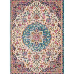Kirklands Home Area Rugs|Ivory & Multi Floral Medallion Area Rug, 6x9