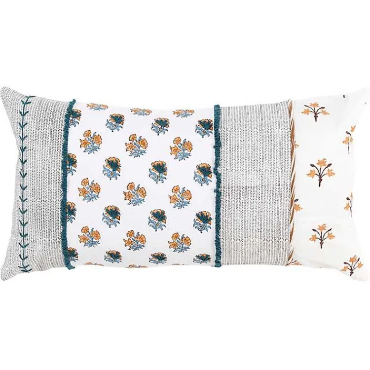 Online Ivory & Multicolor Botanical Lumbar Pillow Pillows