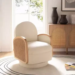 Kirklands Home Accent Chairs|& Natural Rattan Swivel Accent Chair Ivory