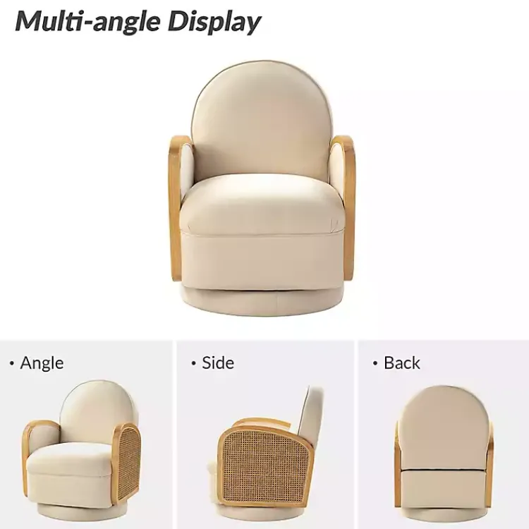 Kirklands Home Accent Chairs|& Natural Rattan Swivel Accent Chair Ivory