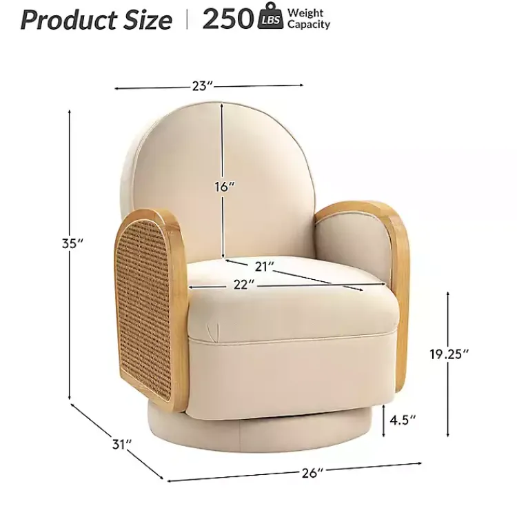 Kirklands Home Accent Chairs|& Natural Rattan Swivel Accent Chair Ivory